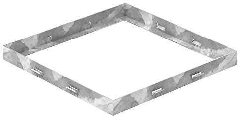 Fenau - Gitterrost-Zarge 300 x 300 x 28 mm für Rosthöhe von 25 mm, verzinkt – mit Aussparung für Maueranker - Passend für Baunorm-Rost: Fenau 290 x 290 x 25 mm