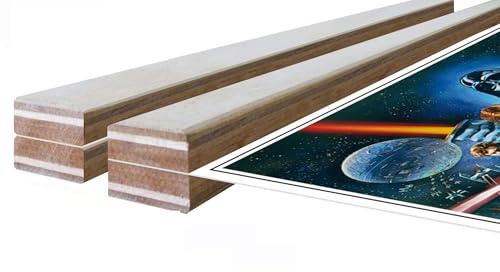 empireposter Holz Posterleisten 92cm, 2 Paar, 1 oben mit Schur + 1 unten, Magnetverschlüsse. Die Klemmleisten sind aus natürlichem Schichtholz.