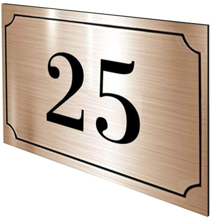 DECOHO - Numéro de boîte aux Lettres personnalisé Gravure Laser - Plaque PVC cuivrée résistante - Chiffres Noirs, 12x8 cm, adhésif 3M inc