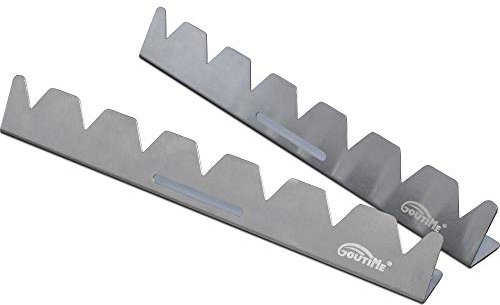 Goutime Edelstahl Shish Kabob Spieß Rack mit Aufbewahrungstasche, Universal Barbecue BBQ Spieße Halter für Grill