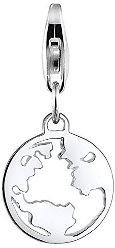Nenalina Weltkarte Karabiner Charm Anhänger Bettelarmband 925 Silber