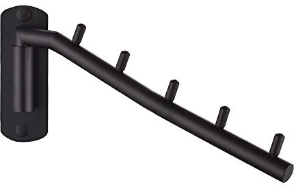 JQK Folding Clothes Hanger Rack, Stainless Steel Swing Arm Hook Holder, Clothing Hanging System Drying Closet Storage Organizer Matte Black Wall Mount, SHR100-PB