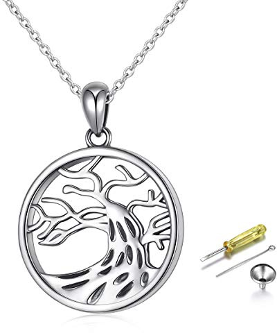 Flyow Urne Halsketten für Asche für Damen Frauen Mädchen Feuerbestattung Schmuck 925 Sterling Silber Ewigkeit Memorial für immer in meinem Herzen Asche Andenken Einstellbare Länge