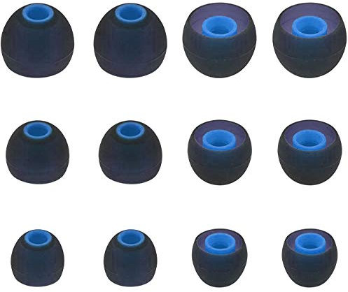 Rayker Ersatz-Ohrstöpsel für JBL Live 200BT Tune 110 BT Tune 120TWS Kopfhörer, Größe S, M, L, weiche Silikon-Ohrstöpsel für JBL Live 200BT Tune 110 BT Tune 120TWS, 6 Paar S/M/L schwarz / blau