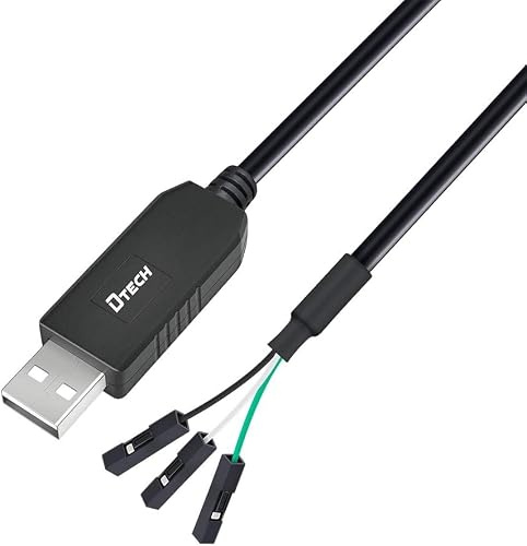DTECH FTDI USB zu TTL Seriell Adapter 3.3V Debug Kabel (1,8 m Schwarz) | TX RX Signal 3 Pin Buchse FT232RL Chip für Windows 11 10 8 7 Linux MAC OS