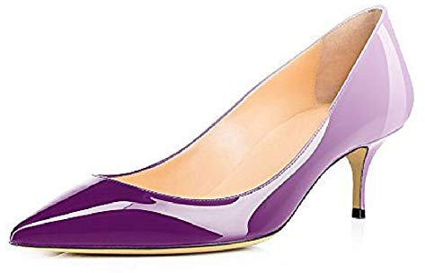 Brevetto Leather Women's Fashion Pointed Toe Stiletto Slip-on High Heel Big Size Easy Walking Casual Pumps for Women Za41-3S, Lilla, 38 EU