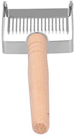 Jenngaoo Bienen Entdeckelungsgabel, Edelstahl Bienenstock Schaber Imker Gabel Bienenwaben mit Holzgriff für Honig Extraktion und Filter Zubehör Bienenzucht Werkzeug(24 x 7,7 cm)