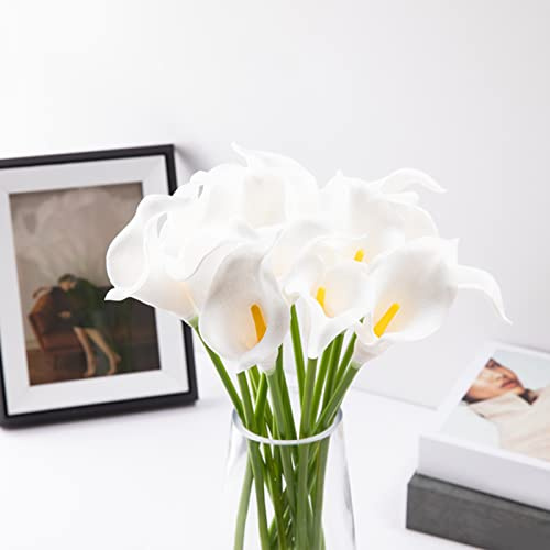 ZXCFTG 10 fiori bianchi finti di calla bianca, bouquet da sposa, bouquet da sposa, fiori artificiali in seta, decorazione per la casa e le feste di nozze