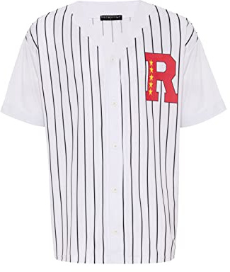 RED BRIDGE Chemise Sportive à Rayures Baseball Mode Casual Urbaine Blanc-Noir XL