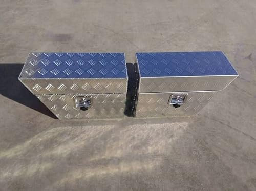 FSMOTO Werkzeugkiste für Anhänger, 76,2 x 25,4 x 40,6 cm, silberfarben, Aluminium, mit Schloss und Schlüssel