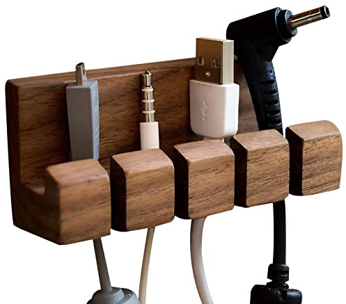Keloc Kabelhalter - USB-Kabelhalter aus, Draht-Organizer, selbstklebend,Ladegerät-Organizer mit -Klebeband, 4 Löcher zum Organisieren von USB-Kabeln