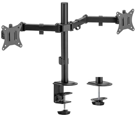 AISENS - DT32TSR-149 - Soporte de Mesa Eco Giratorio E Inclinable para Monitor/TV 9Kg (3 Pivotes, 2 Brazos) de 17-32, Negro