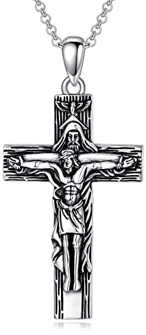 enjoylifecreative Kreuz Anhänger Halskette für Damen Herren 925 Sterling Silber Christliche Kreuz Anhänger Kette Cross Religiös Schmuck Geschenk für Frauen Männer
