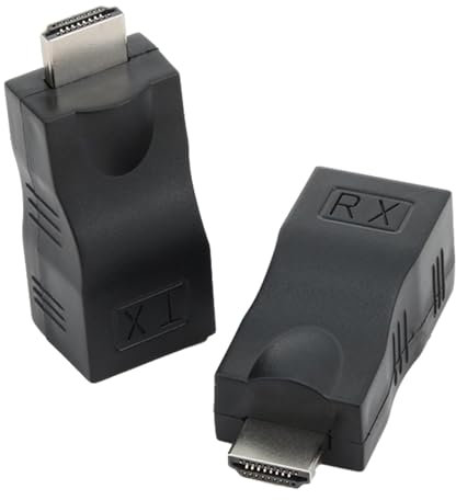 BIVOFU Prolunga/adattatore da HDMI a RJ45, Trasmissione in Alta Definizione 1080p su Cavi Cat 5e/6 fino a 30m, Extender HDMI, Kit con Trasmettitore e Ricevitore, Ideale per HDTV, PS4, DVD, Conferenze