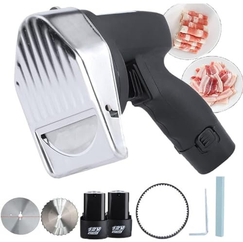 MLUENF Macchina con Due Lame, affettatrice per Kebab Coltello giroscopico Elettrico, Portatile Senza Fili Professionale, Spessore di Taglio 0-8 mm, Silenzioso, velocità variabile, Facile da Pulire