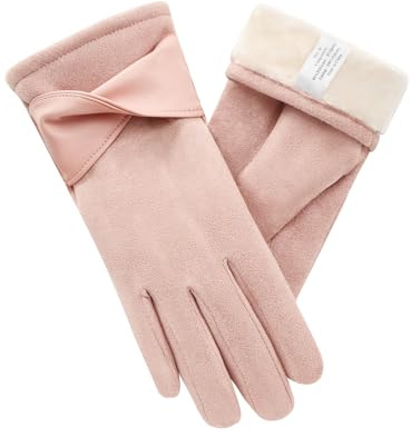 vislivin Winter Warm Handschuhe Damen Touchscreen Handschuhe Wildleder Winterhandschuhe mit Gefütterten Gloves Rosa S