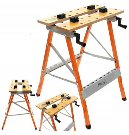 Banco de trabajo plegable 605 x 635 x 780 mm, capacidad de carga de 100 kg, escala de dimensiones y ángulos, artesanos