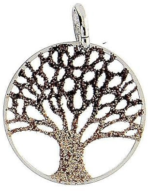 Holyart Ciondolo Rotondo 2 cm Argento 925 Albero della Vita diamantato