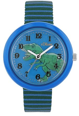 s.Oliver Armbanduhr Jungs Kinder Quarzuhr Analog, mit Nylon Armband, Mehrfarbig, wasserfest, Kommt in Uhren Geschenk Box, 2037721