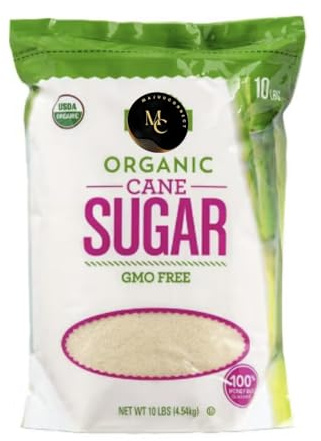 Organic Sugar, 10 LBs Bulk (Pack of 1) GMO Free |Gluten Free Sugar Bulk