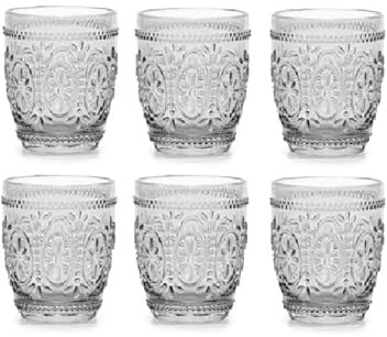 Set 6 Bicchieri da tavola stile barocco in Vetro trasparente da 30 cl PREGIATI per Stile e Raffinatezza Eleganza per Ogni Occasione