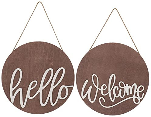 Cabilock Zarte Willkommen Zeichen Holz Tür Platte Decor Front Tür Hängen Schmuck Sicher Praktische