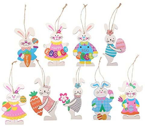 ABOOFAN Happy Easter Dekoratives Türschild 9-TLG. Aus Holz für Die Vordertür Schild für Die Veranda Im Freien