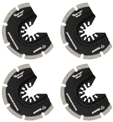 Vearter 4 Stück Diamant Halbkreisförmige Multifunktionswerkzeug, 76mm Halbrund Multitool Sägeblätter Oszillationswerkzeug für Keramikfliesen, Hohlziegel, Zement, weiche Fliesen, Mauerwerk