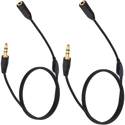 YARCHONN 3.5mm Headphone Extension Cable with Volume Control Adjustment 3.5mm Male to Female TRS Stereo Audio Extension Cord Wire for Headset Smartphones Tablets-1.2M/3.9FT-2Pcs