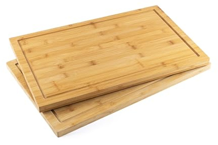 Hanseküche Herd Abdeckplatte 50×32 cm 2 Stück Große Kochfeldabdeckung mit Saftrille rutschfesten Füßen Robustes Küchenbrett Fleisch,Gemüse, Arbeitsflächenerweiterung, Induktionsfeld,messerschonend