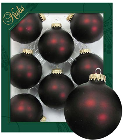 Krebs Glas Lauscha - Weihnachtsdekoration/Christbaumschmuck aus Glas - Unifarbende Kugeln - Menge: 8 Stück - Farbe: Schweizer Schokolade - Größe: ca. 7 cm