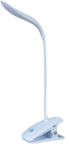 Lampada da scrivania a LED con clip, 3 livelli di luminosità, luce da studio attenta agli occhi, batteria ricaricabile 1500 mAh, design a morsetto per comodino, camera da letto, Plug & Charge
