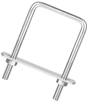 Unifizz Bulloni a U quadrati, 2 set di 2 bulloni M6 a U in acciaio inox 304, larghezza interna 45 mm, lunghezza 75 mm, con dadi e piastra per telaio per automobili, barche, rimorchi