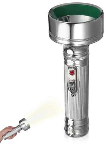 HOMSFOU Lampe Torche Vintage RéTro Aluminium Argent AnnéEs 80 | Lampe Torche Vintage, Aluminium Argent, 20.00 X 7.50 X 7.50 Cm, 2 Piles D (Non Incluses)