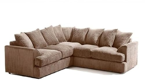 2 C 2 Corner Settee - Modular Dual Arm Sofa - Modren Fergusoon Jumbo Cord Couch - Comfy 5 Seater Corner Suite - Dylann L Shaped Sofa for Living Room Furniture Indoor Lounge (Camel, 2C2)
