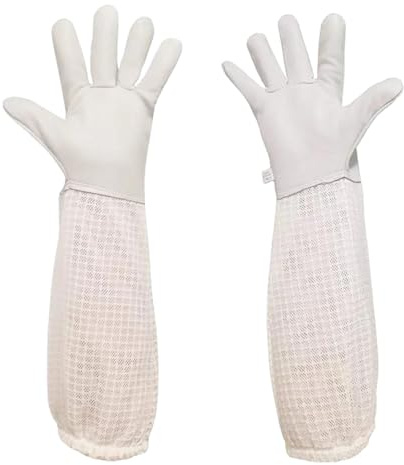 Beekeeper Gloves Goatskin Beekeeping Gloves For Men Woman Protect From Honey Bee Stings, With Ventilated Canvas Long Sleeves Elastic