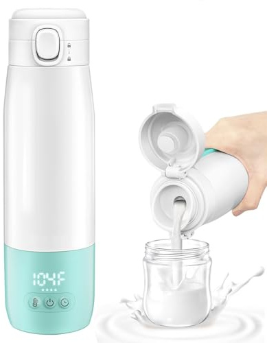 Calienta Biberones Portatil, Termo Bebé 350 ml con Control de Temperatura Calentador de Biberones Portátil 10400mAh Termo Calienta Biberones para Leche y Agua