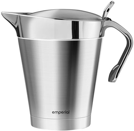 Emperial Gravy Boat with Lid Cream 1 Litre, Litre Stainless Steel Gravy Jug