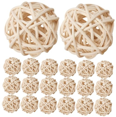 HEALLILY Aromatherapie-Kugeln aus natürlichem Rattan, handgefertigt, dekorative Vasenfüller für ätherische Öle, Diffusor, Bastelprojekte, Raumduft, 20 Stück