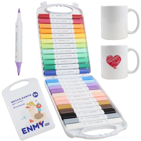 Holoras Keramik Tassen Bemalen Set WeißE Porzellan Tasse Zum Bemalen Set Malset Porzellanstifte SpüLmaschinenfest, Kreativ Geschenk für Ihn Sie,Tasse Selbst Gestalten Basteln