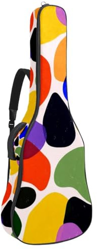 Gitarrentasche in voller Größe, wasserdichte Gitarren-Abdeckung, Tragetasche für akustische klassische E-Gitarren, Waldlibellen und Palmblätter, Mehrfarbig 02, 42.9x16.9x4.7 in, Lässiger Tagesrucksack