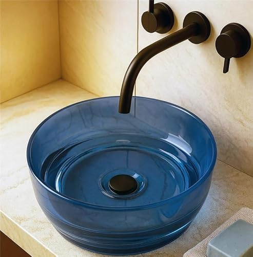 exagonshop Lavabo 40 cm ciotola da appoggio Ischia in resina blu