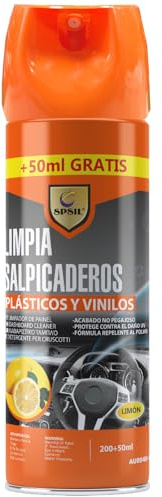 SPSIL Limpiador y Protector para Salpicaderos de Coche - Spray con Efecto Antipolvo y Acabado Mate Satinado - Limpieza Profunda para Plásticos, Vinilos y Cuero Interior Limon 250ML