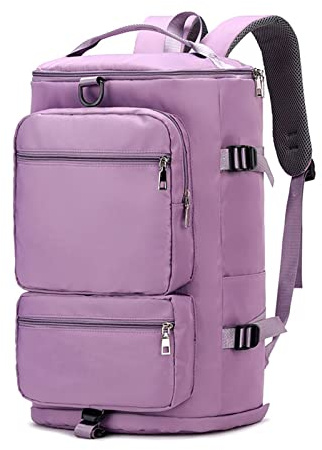 Große Sporttasche für Damen und Herren, Reise-Wochenend-Rucksack mit Schuhfach, für Trocken- und Nassabtrennung, große Reisetasche für Herren, violett, Mass Beauty