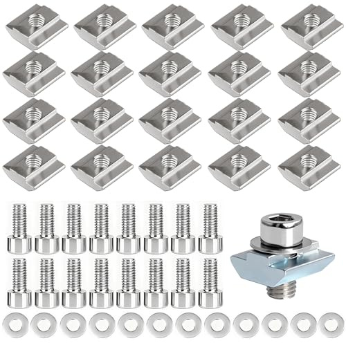 20 Stück Nutensteine Set, T-Nut Schiene M8, Schiebemuttern Aluprofil, Schrauben Serie 4040 Schiebemuttern, Kohlenstoffstahl Nutensteine M8 Set für Aluminiumprofil Extrusionsschlitz