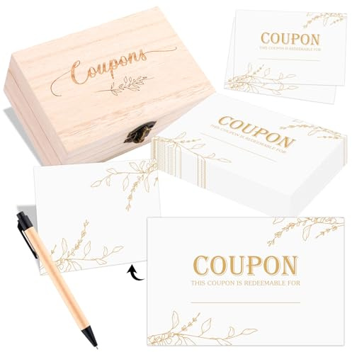 CNSJ 100 carte coupon vuote - Buoni d'amore per lui, marito, moglie, bambini, con scatola penna, libro coupon fai da te per compleanni, San Valentino