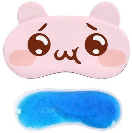 Augenschutzmaske zum Schlafen, mit -Gel-Packung, 20 x 10 cm, Nachttraummaske, Cartoon-Augenschutz, verstellbares Gummiband, weiches, lichtblockierendes Design, für Männer und Frauen