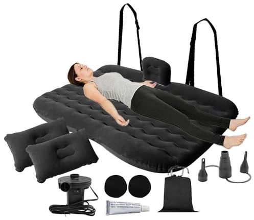 Cama Para Coche - Cama Inflable Para Vehículo De 130 X 80 Cm | Colchón De Aire Para Automóvil Con Bomba De Aire, Estilo Hamaca, Material Flocado Ultra Suave Y Respetuoso Con El Medio Ambiente, Colchón