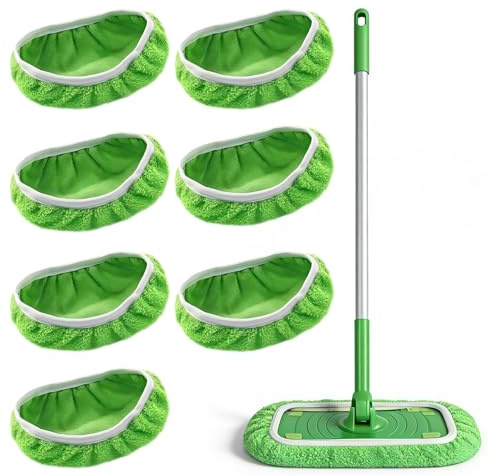8 Pezzi Panni Riutilizzabili per Swiffer Sweeper Mop, Panni Cuscinetti per Mocio in Microfibra di Ricambio, per Pavimenti Asciutti e Bagnati, Panni Cuscinetti, 25,4 x 11,5 cm