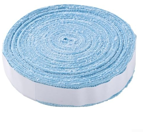 Rouleau de 10 m de ruban adhésif pour raquette de badminton, raquette de tennis, poignée de squash, absorbant la transpiration, en microfibre respirante et antidérapante (bleu clair)